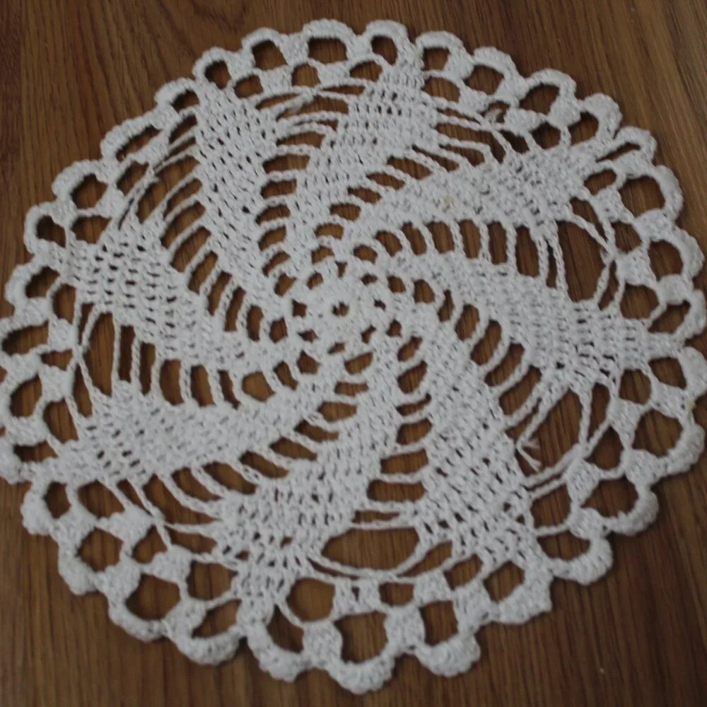 Set of Two White handmade Crochet Table Scarves Doilies
